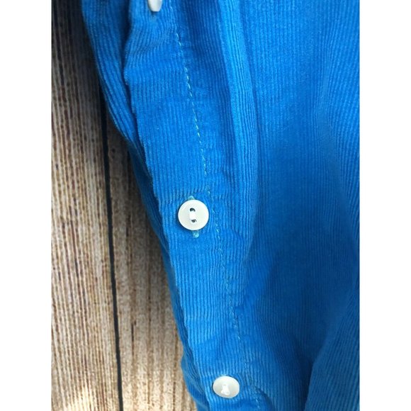 Vintage Corduroy Overalls Girl 2T Turquoise Gingham Pink Embroidered Cupcakes - Picture 5 of 8